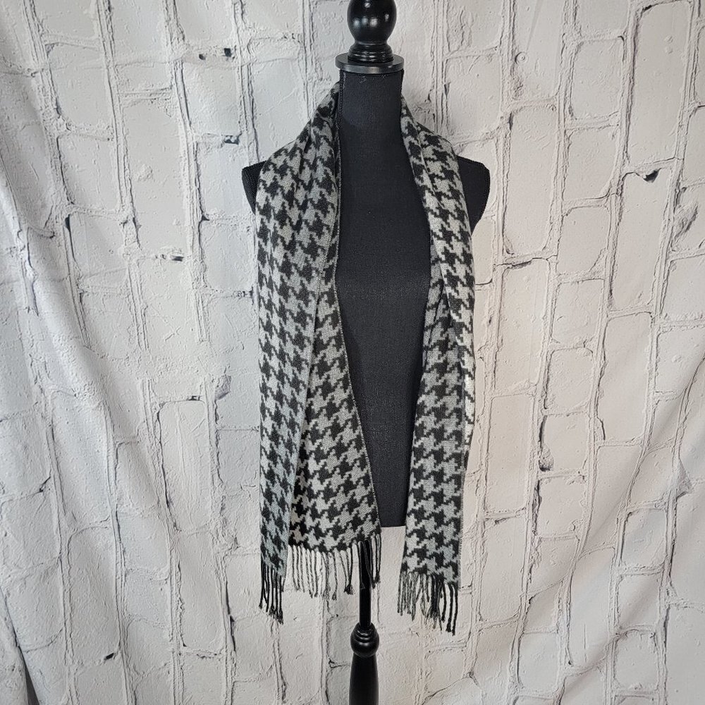 V. Fraas Cashmink Houndstooth‎ Scarf Super Soft Made in Germany Chic Classy OS